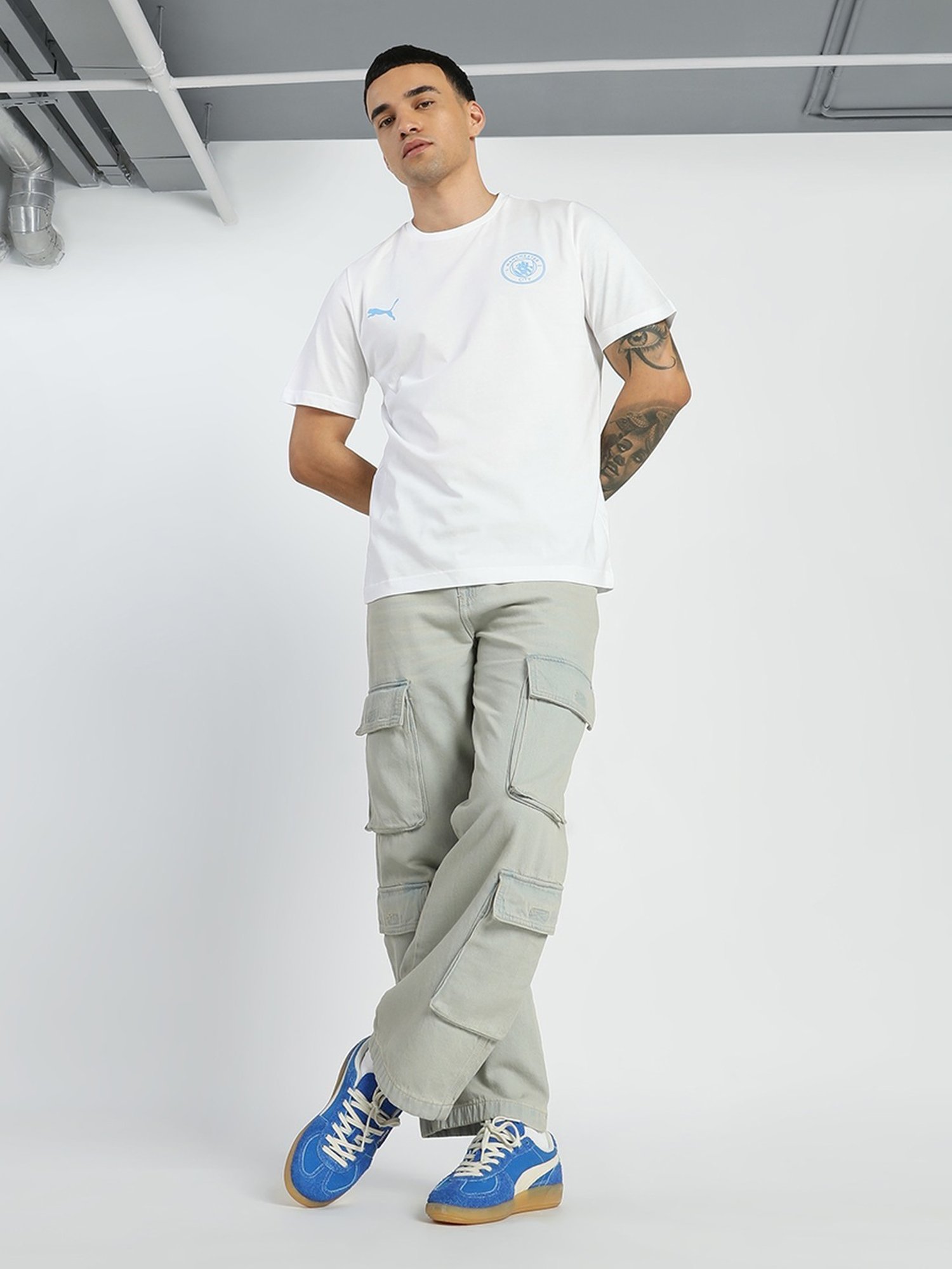 Puma Manchester City FC White Cotton Regular Fit Sports T-Shirt