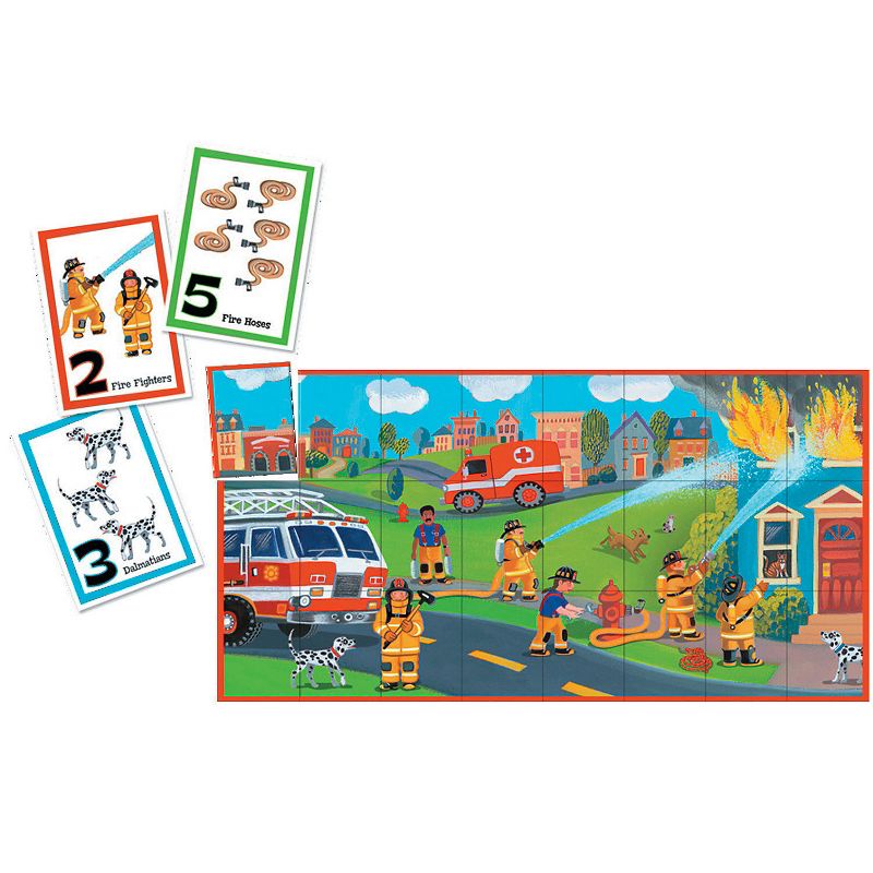 MindWare Fire Rescue Numbers Match Up Game - Early Learning - 48 Pieces