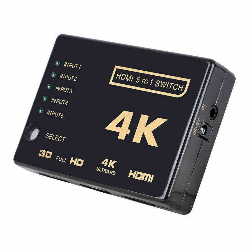 3D 1080p 5Port 4K HDMI Switch Switcher Selector Splitter Hub+IR Remote Fo HDTV E