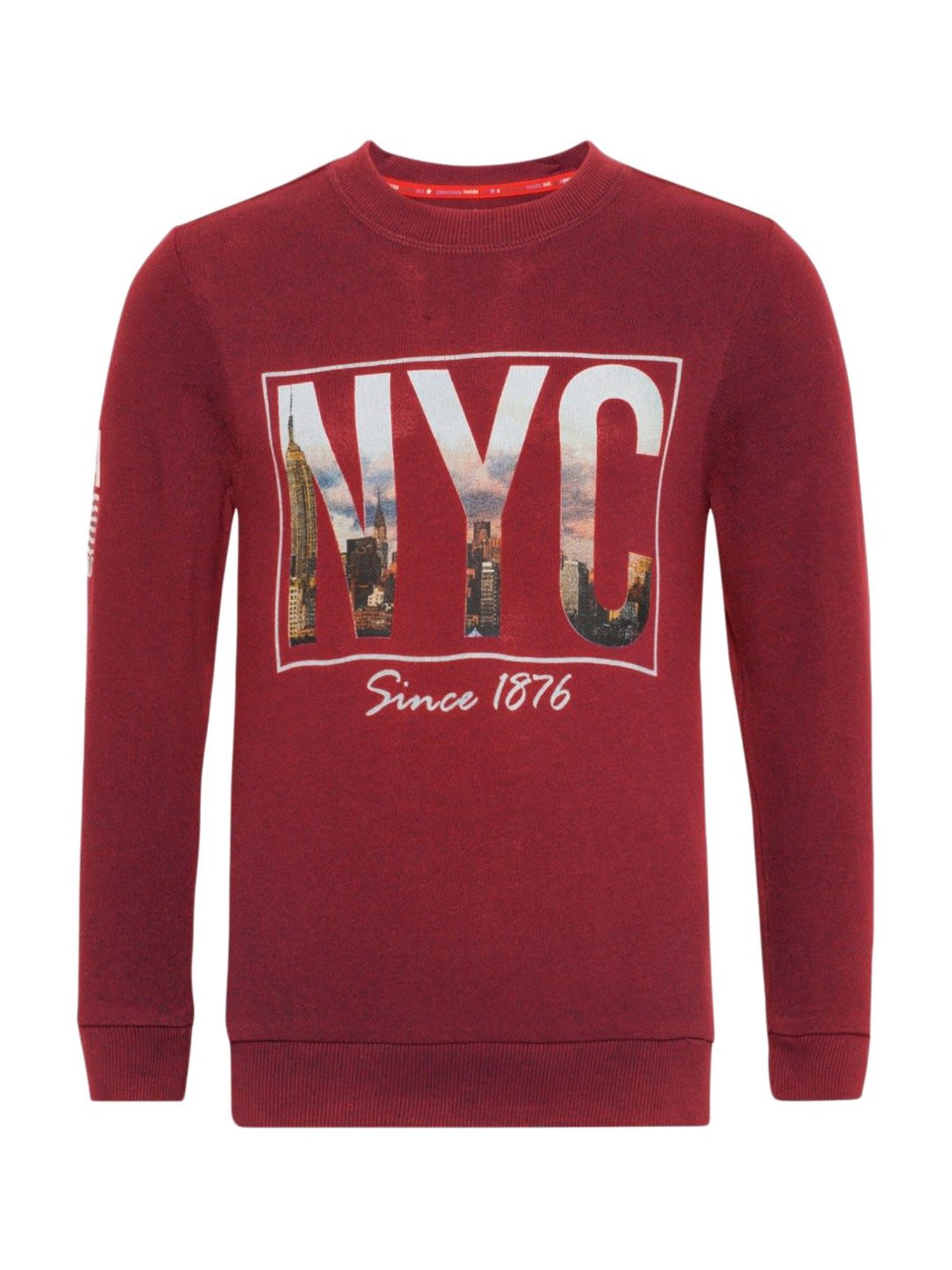 Jockey Kids Red Cotton Printed Sweatshirt