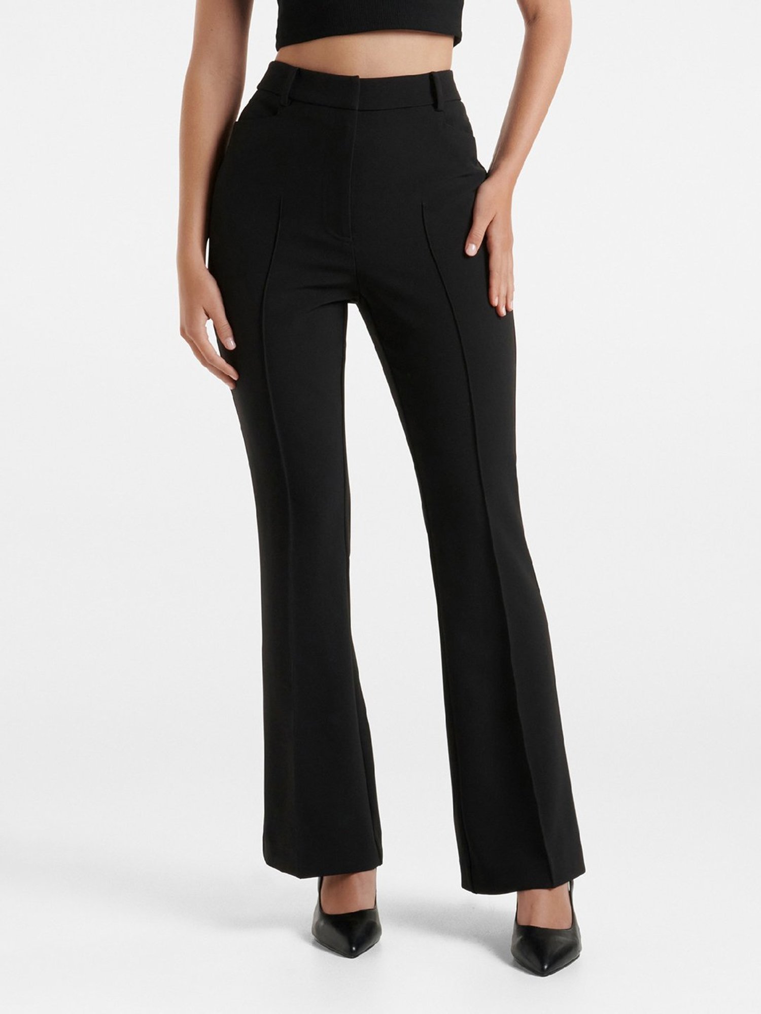 Crozo By Cantabil Black Checks Regular Fit Mid Rise Trousers