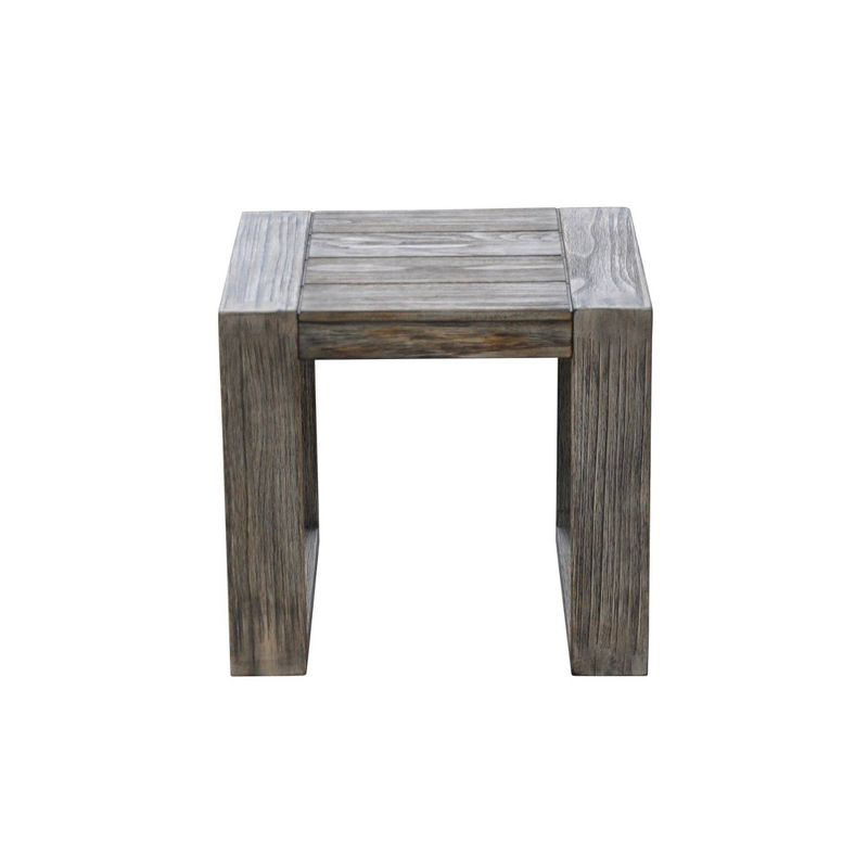Teak Modern North Shore Outdoor Side Table - Driftwood Gray - Courtyard Casual