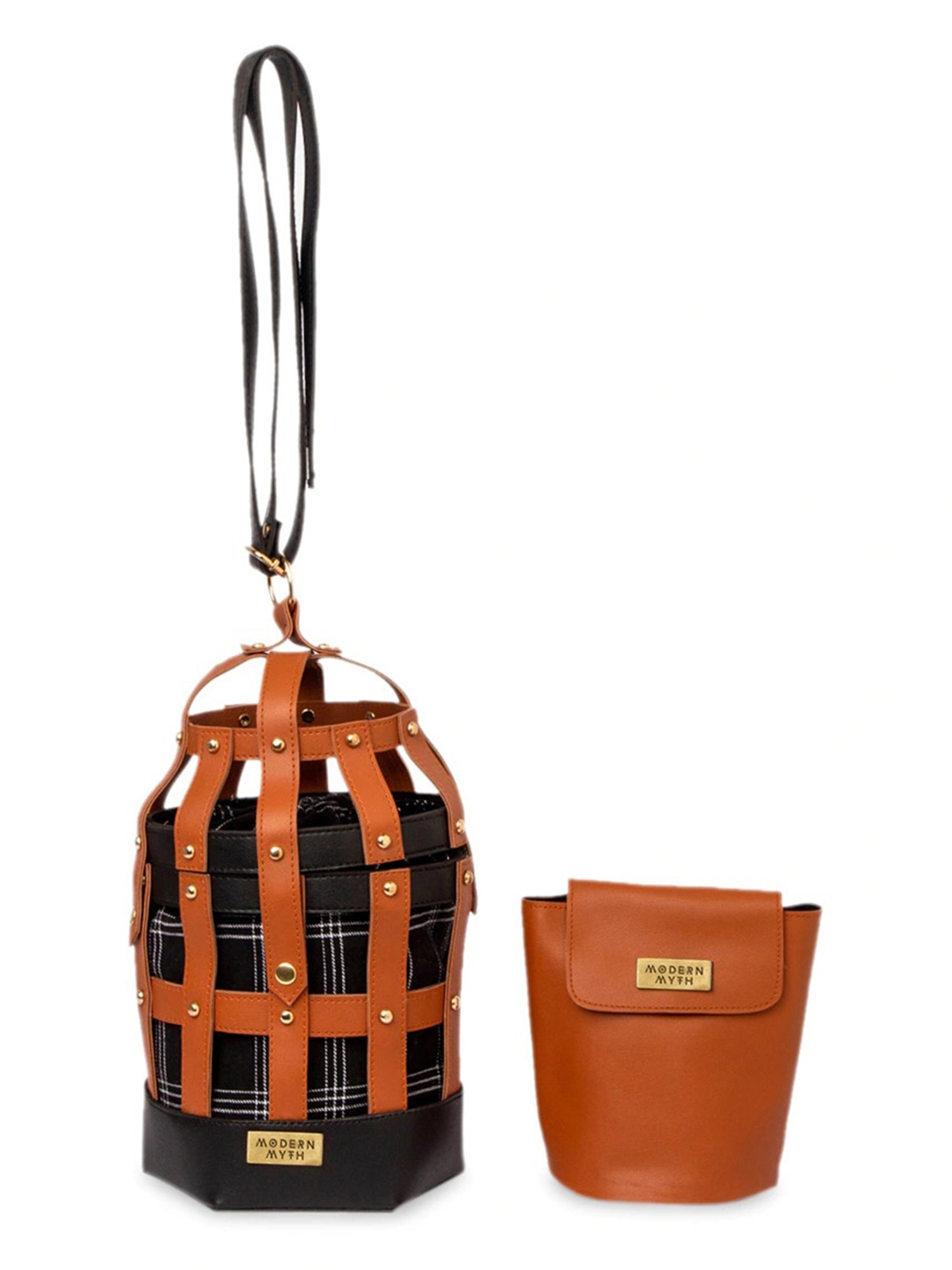 Modern Myth Tan Textured Medium Bucket Handbag