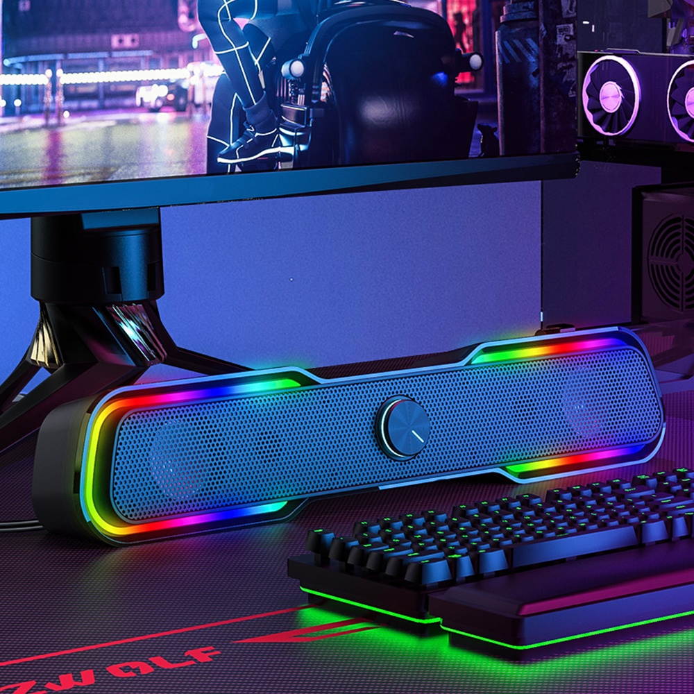 BlitzWolf&reg; BW-GS1 Computer Game Speaker with 2.0 Channel System bluetooth RGB Light Stylish Design Touch Control and USB & 3.5mm Audio Plug