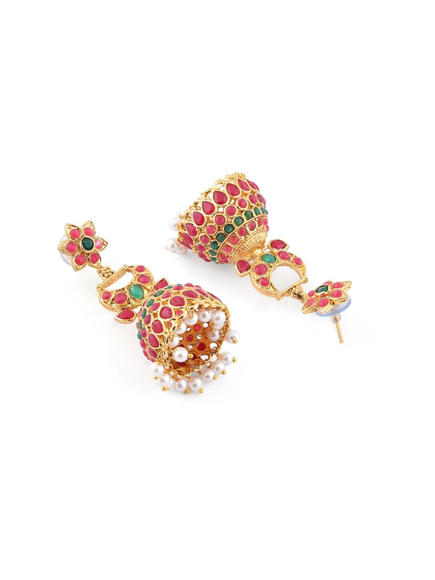 Zaveri Pearls Splendid Gold Look Finely Detailed Jhumki Earrings-ZPFK9491