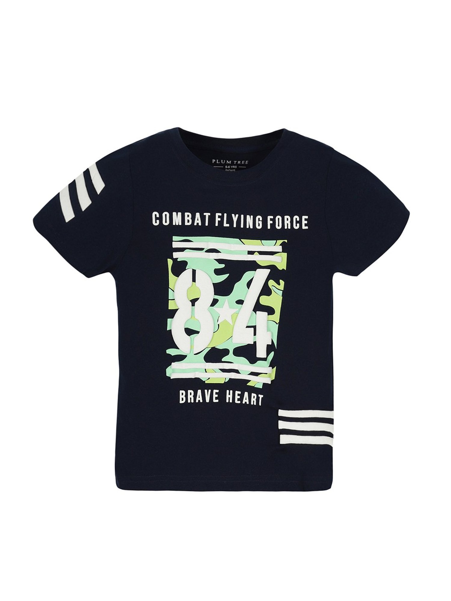 Plum Tree Kids Navy & Green Printed T-Shirt (Pack Of 2)