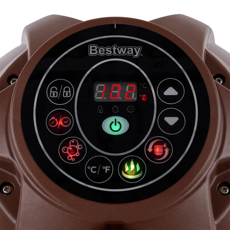 Bestway 54190E SaluSpa Helsinki 7 Person Portable Inflatable Round Hot Tub Spa with 81 Air Jets, Cover, Pump, and Integrated Filter, Wood Print