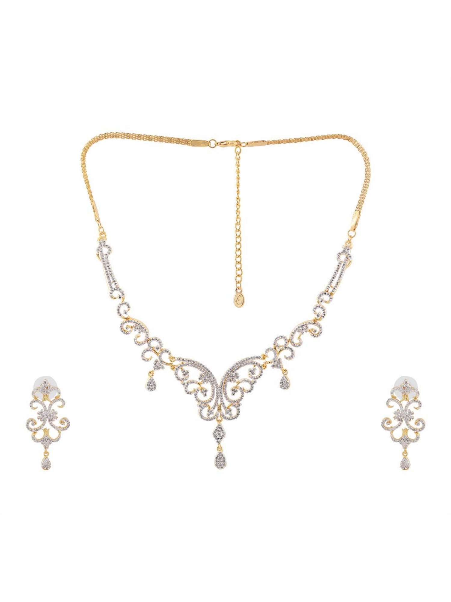 Estele Gold-Plated with CZ Stone Necklace Set for Women