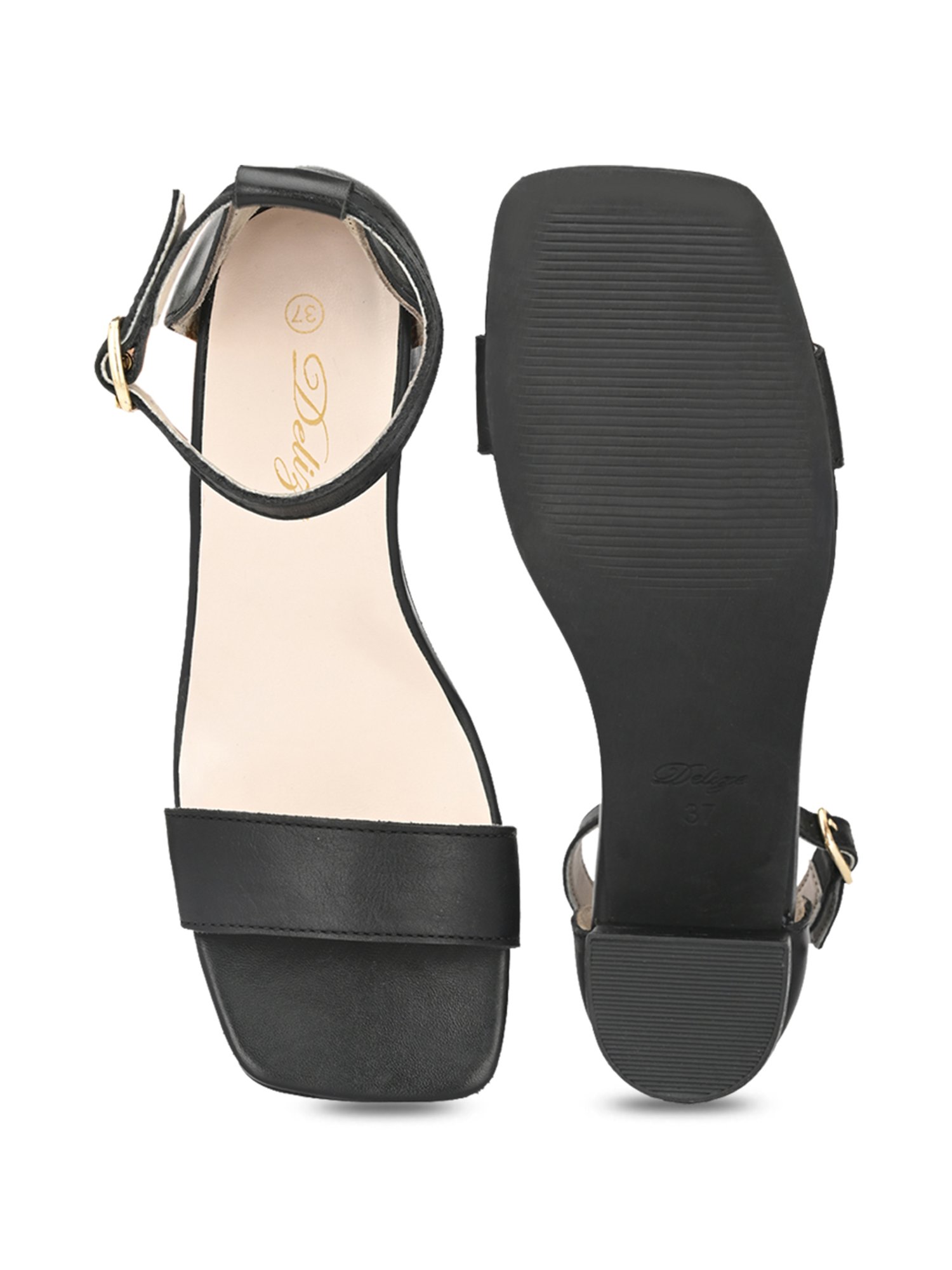Delize Women's Black Ankle Strap Sandals