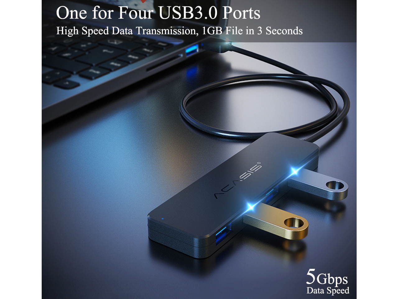 4 Port USB Hub,Type C USB 3.0 Hub,Premium Ultra Slim Laptop USB Spliter Plug and Play Hot Swapping Support, Compatible with Macbook,thinkpad,Windows Desktop PC and other Laptop Computer