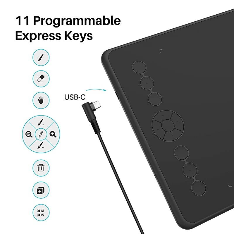 Inspiroy Ink H320M Drawing Tablet DualPurpose LCD Writing Tablet 8192 Pen Pressure BatteryFree Stylus Tilt Function Android Supported with Sleeve Bag Quartz Black