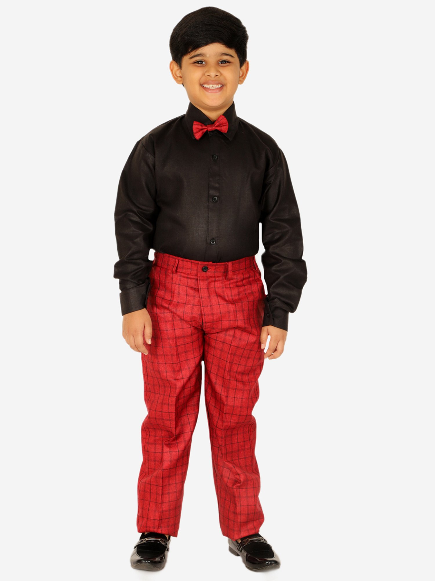 Fourfolds Boys Blue & White Solid Full Sleeves Suit Set