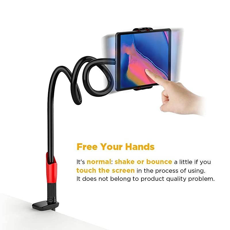 Gooseneck Tablet Holder,  Tablet Stand 1M Flexible Arm Clip Tablet Mount for iPad Pro 10.5, iPad Mini 7.9, iPad Air 9.7, Galaxy Tabs, iPhone 12 SE 2020, Galaxy S20 A51 M31, More 4-10.6" Devices