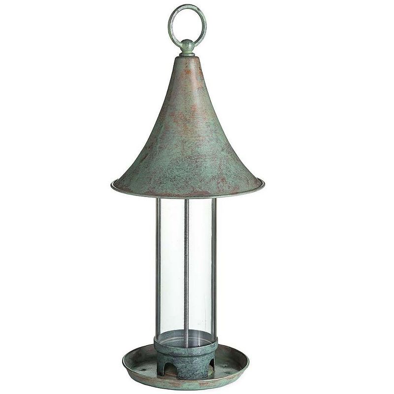 Plow & Hearth Blue Verde Patina Copper Bird Feeder