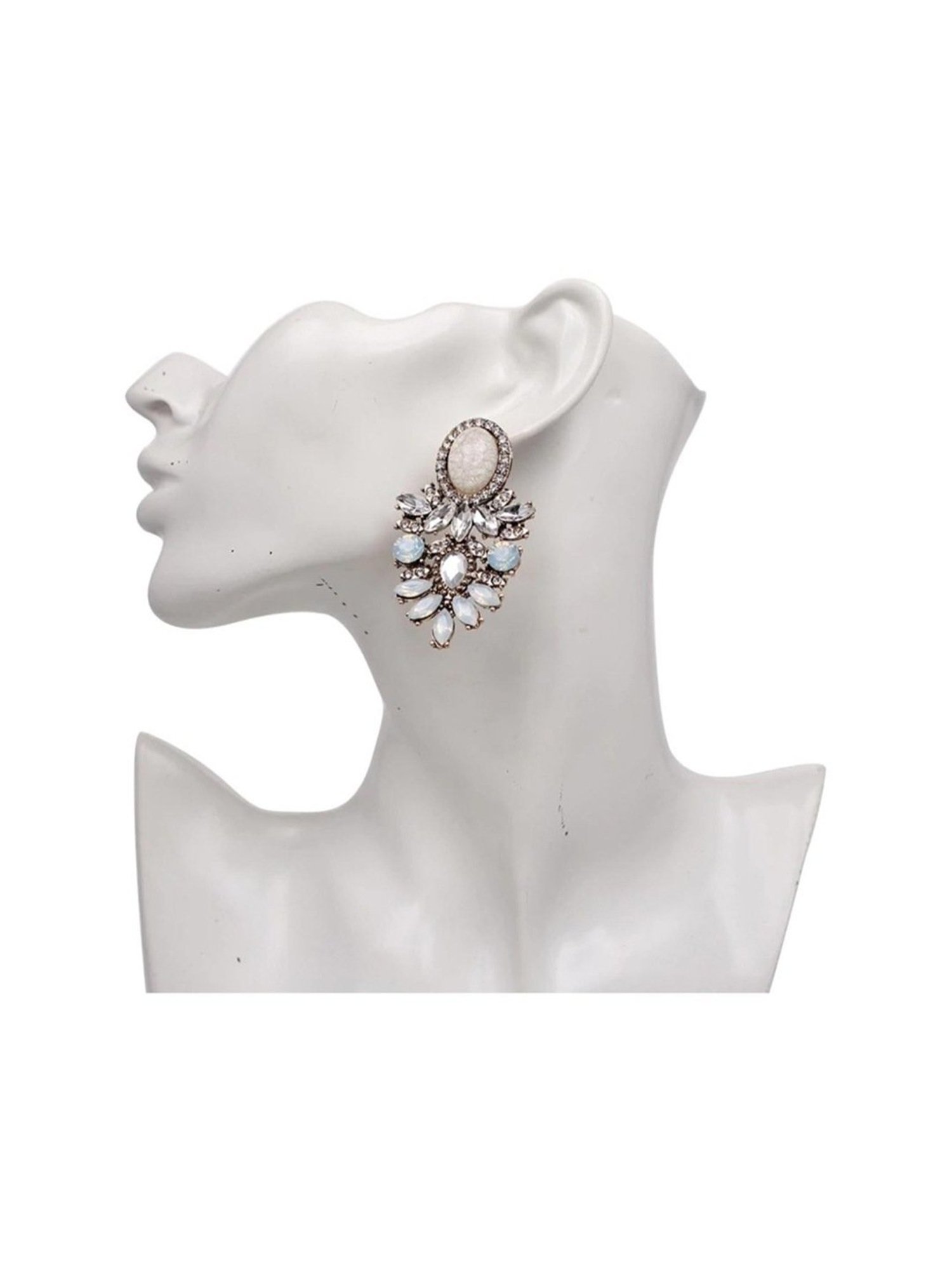 YouBella Gold-Plated White Chand Bali Earrings for Women