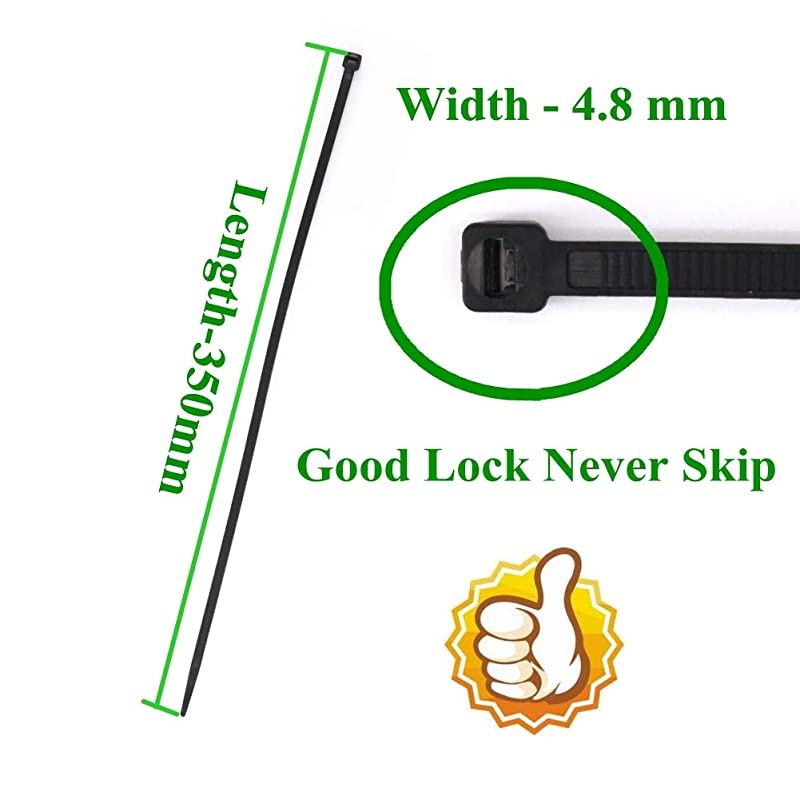 14 Inch Black Strong Cable Ties 100 Pack Upgrade Industrial UV Resistant Durable Life Zip Ties Heavy Duty Cable Management for Large Objects 50LBS Black Outdoor Use