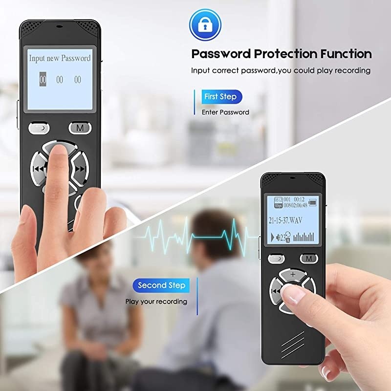 Voice Activated Recorder with Playback - Upgraded Small Digital Voice Recorder for Lectures Meetings USB Rechargeable, Password ()