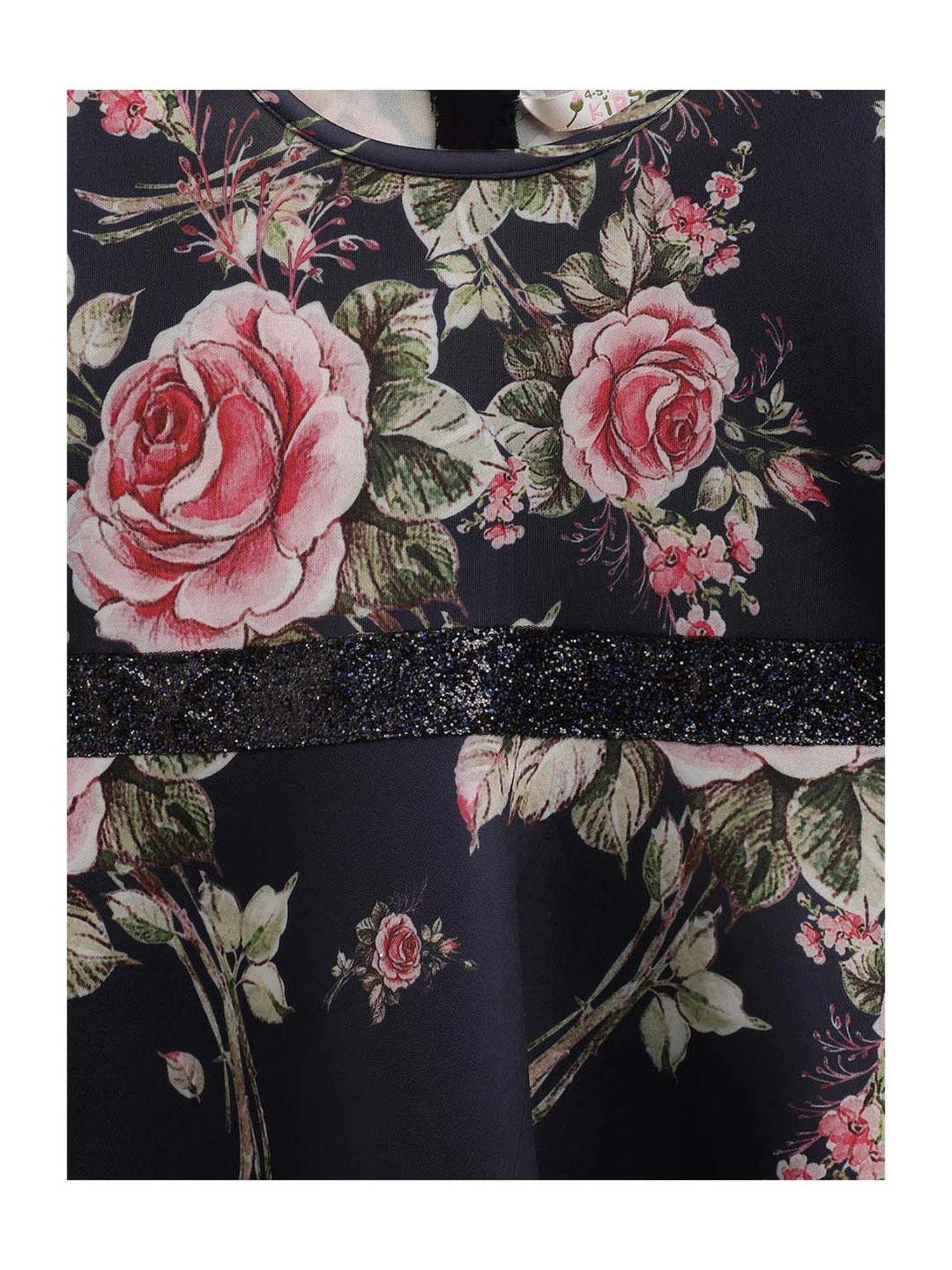Ahalyaa Kids Navy Floral Print Dress