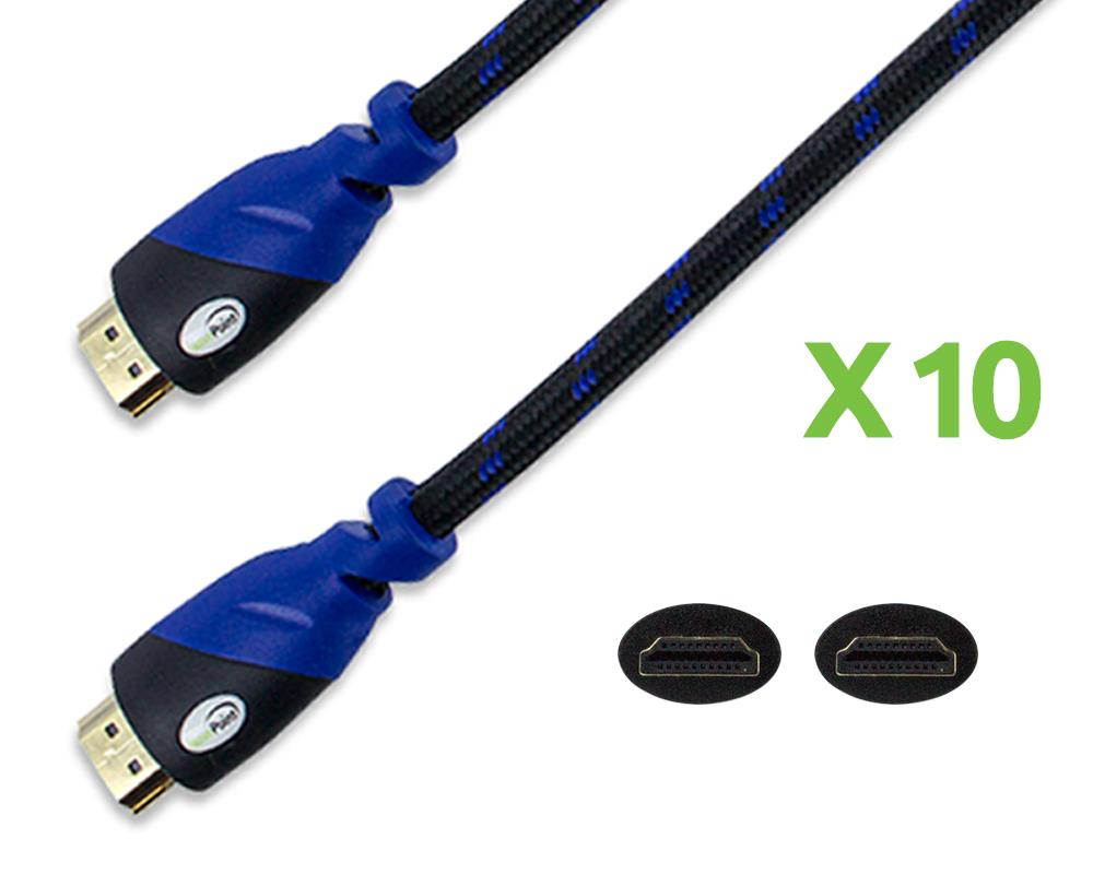 NavePoint HDMI 1.4 Male to Male Cable Black 30 Ft Woven Black 10-pack Blue