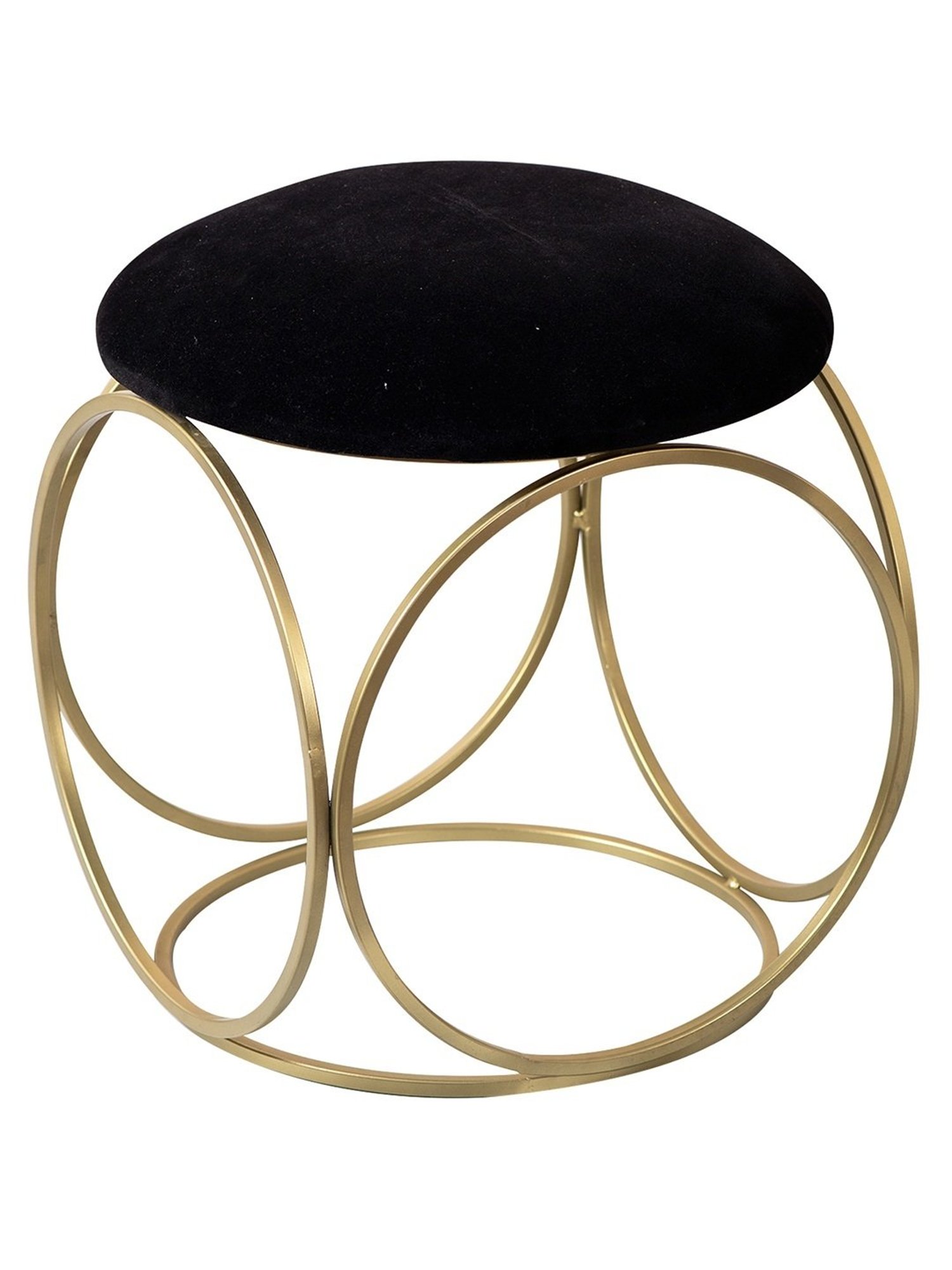 Nestroots Solid Black Velvet Puffy Pouffes Foot Stool Ottoman