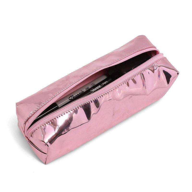 2-Pack Holographic Cosmetic Bag Pouch for Pencil Pen Makeup Brushes Accessories, 9" x 3" x 2"