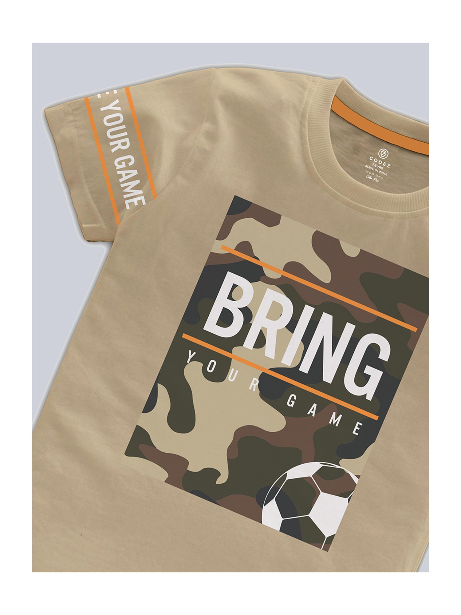 Codez Kids Yellow & Beige Printed T-Shirt (Pack Of 2)