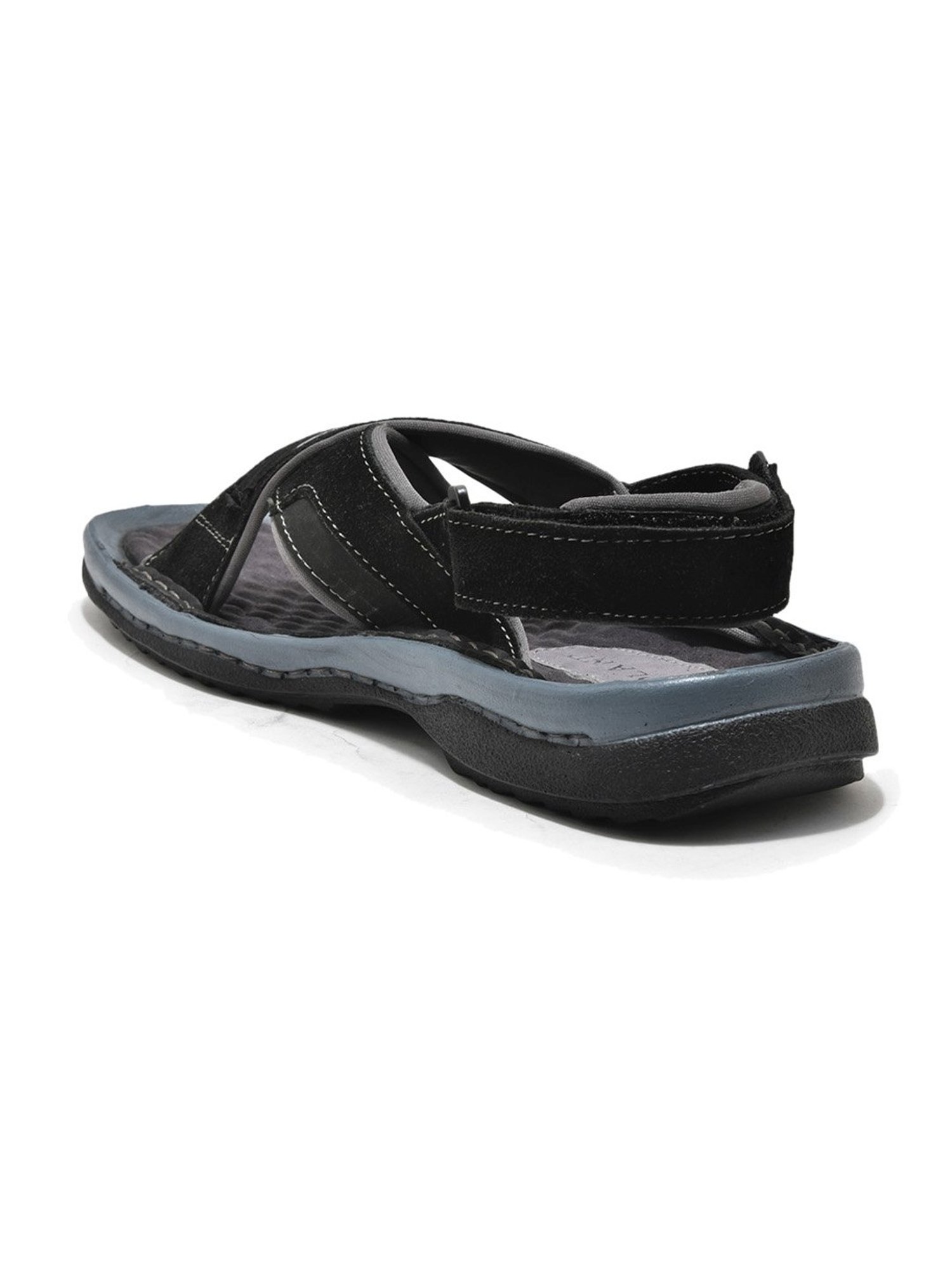 Woodland Men's Black Cross Strap Sandals