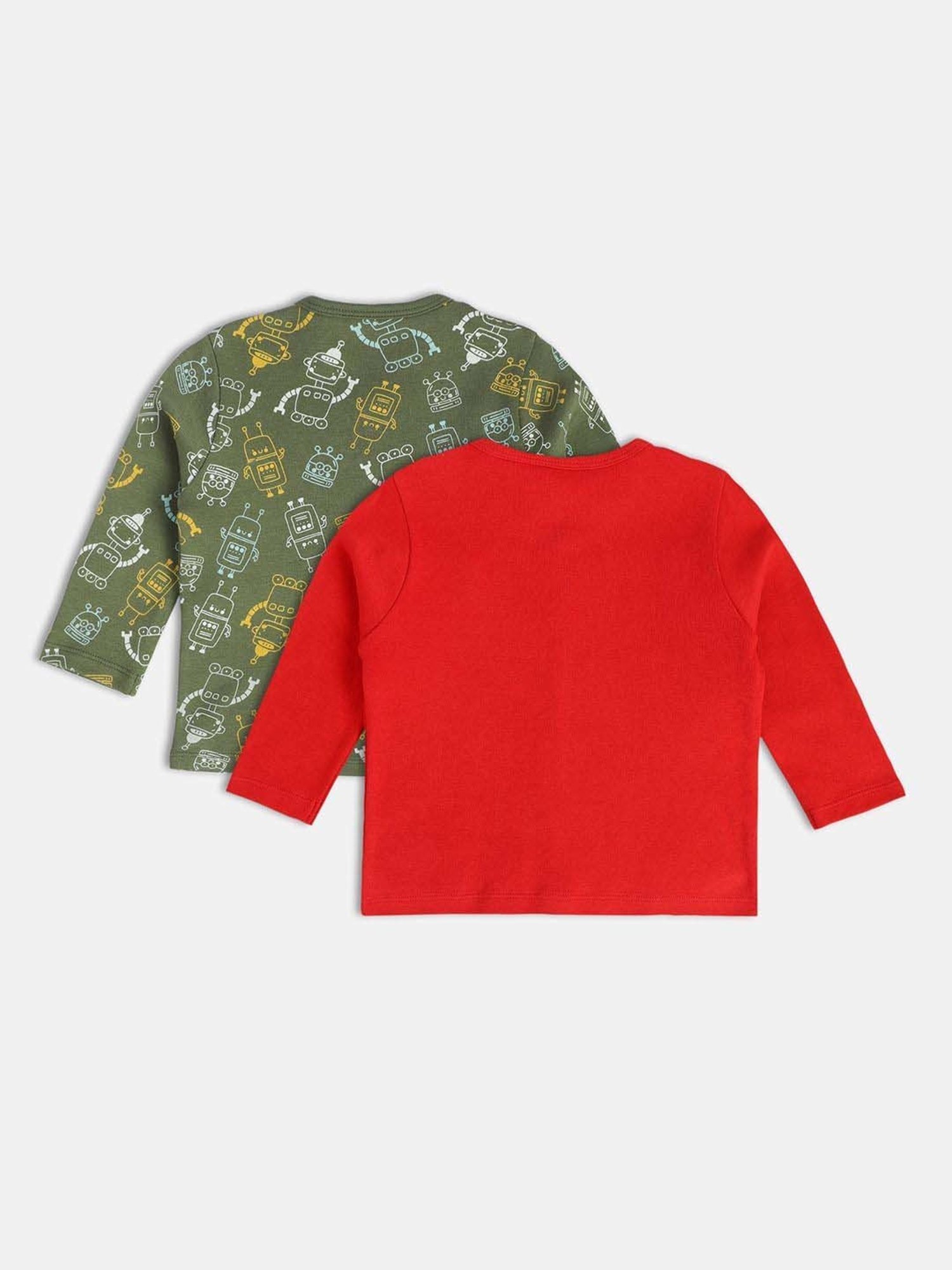 MINIKLUB Boys Olive Green & Red Printed Full Sleeves Front Open Vest