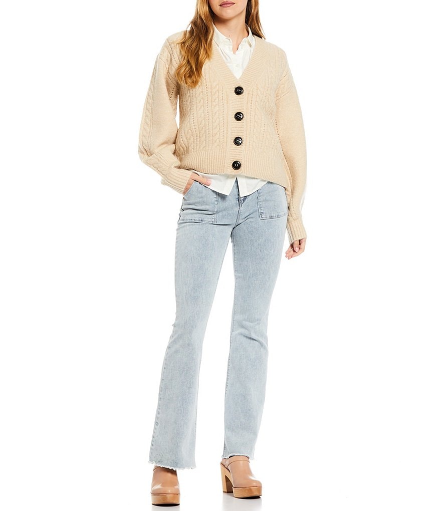 BB Dakota by Steve Madden Up to Here Puff Elbow Sleeve Mock Neck Smocked Top