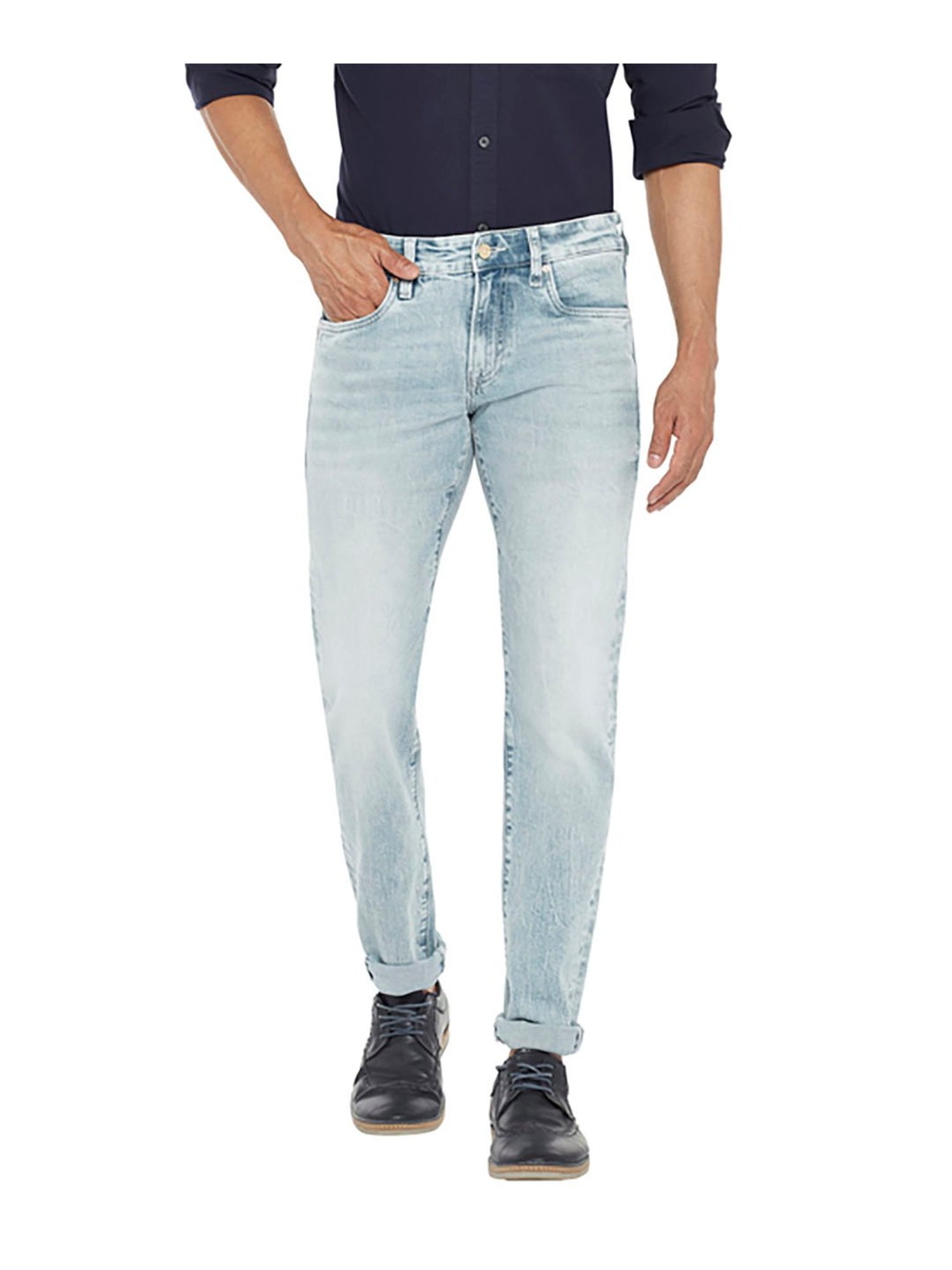 EVERBLUE Blue Tapered slim Fit Midrise Stretchable Jeans