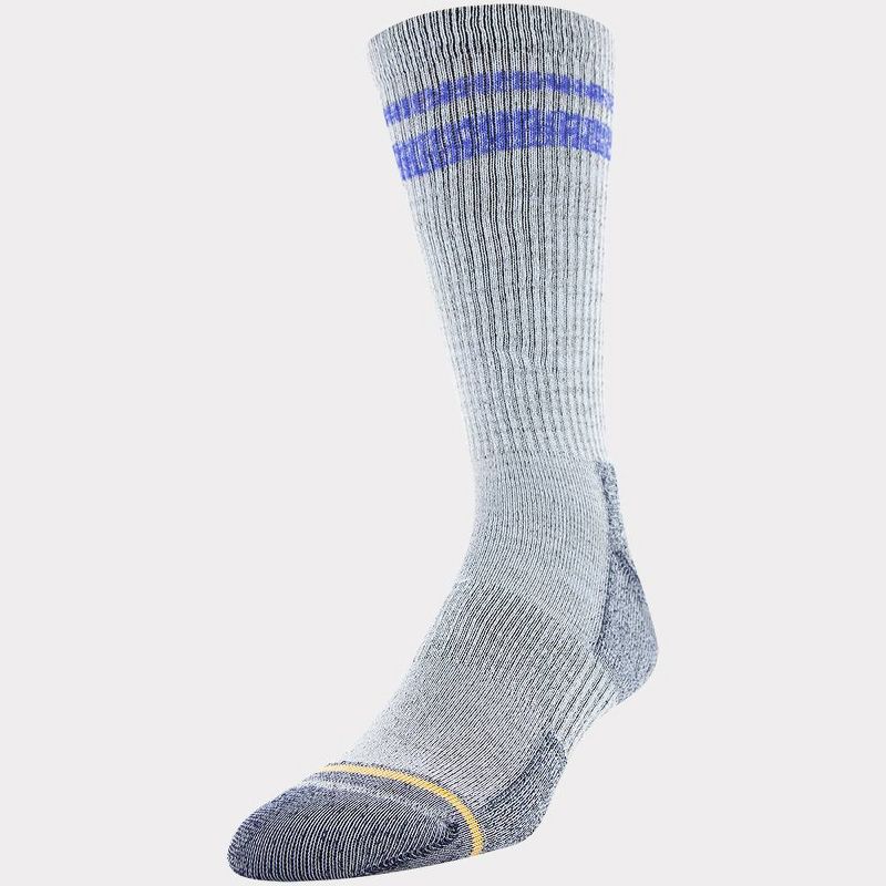 Signature Gold by GOLDTOE Men's Native Nomad Crew Fader Sport Stripe Socks 2pk - Peacoat 6-12.5