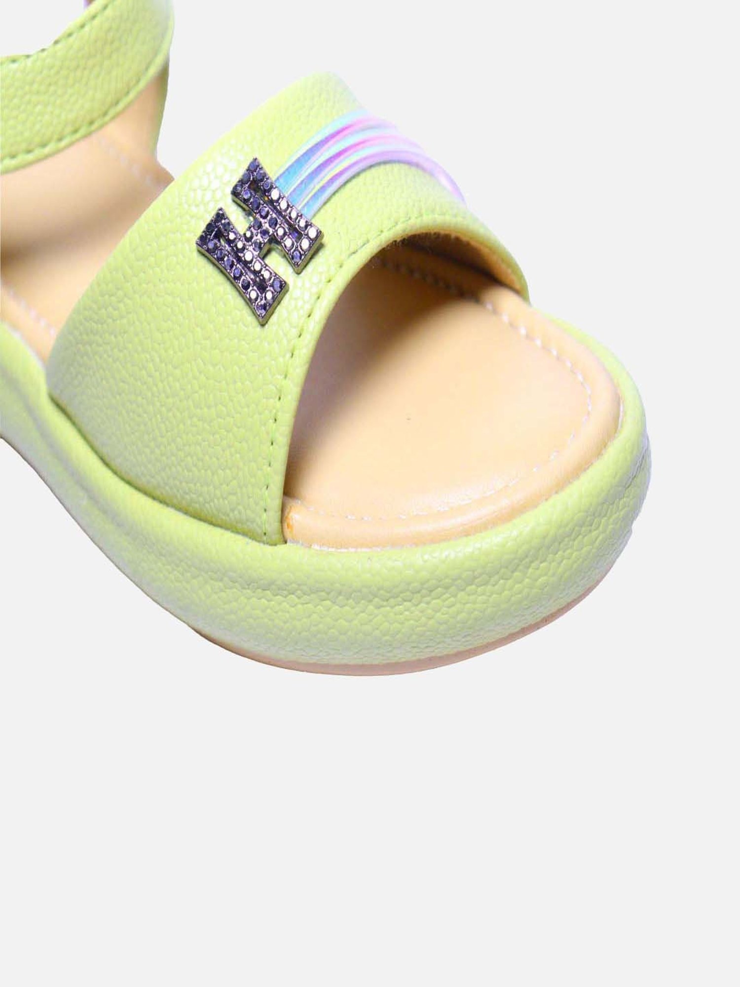 Tiny Bugs Girls Off White & Pink Party Wear Slip Ons