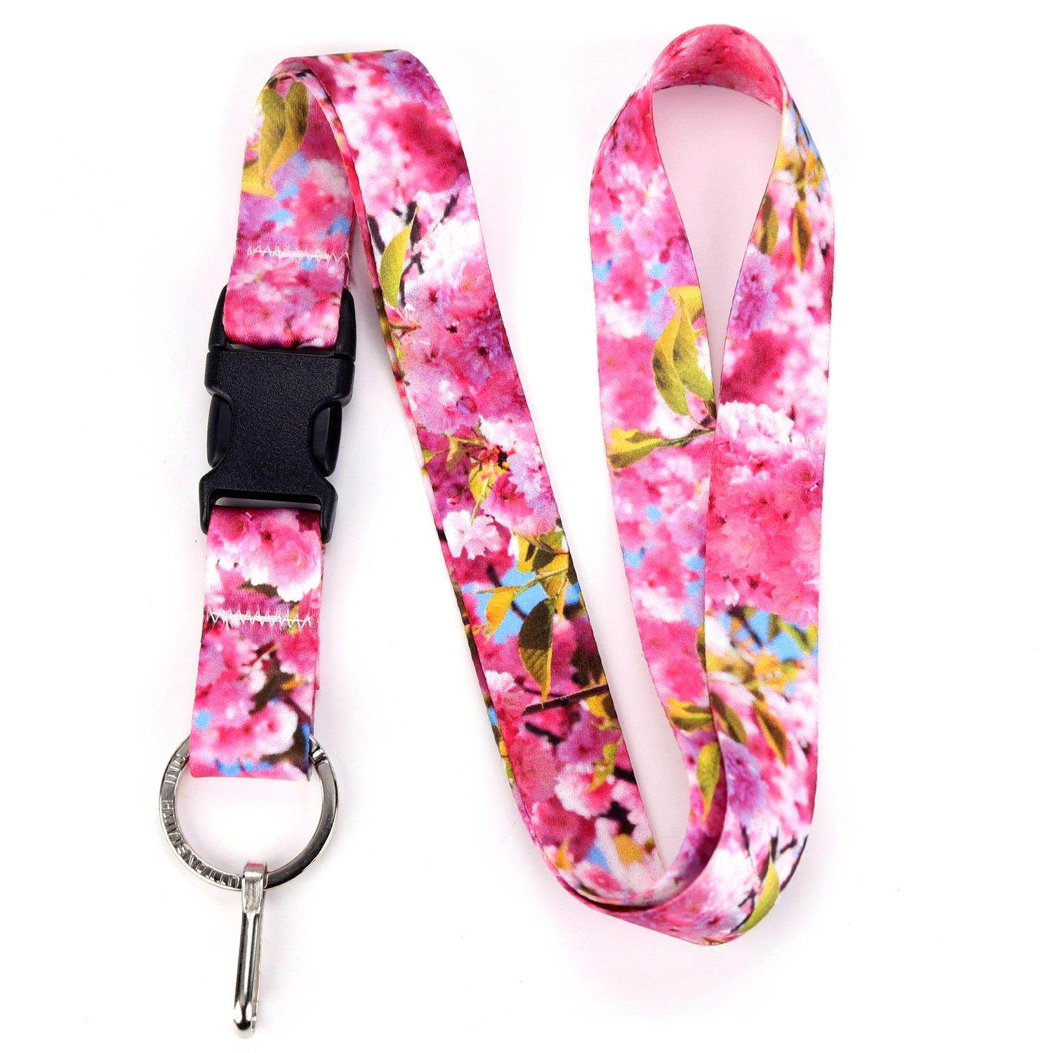 Buttonsmith Photo Cherry Blossoms Premium Lanyard - Made in USA