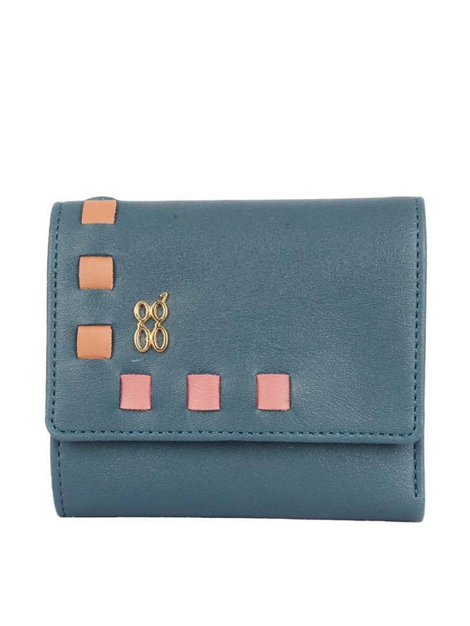 Baggit Blue Textured Tri-Fold Wallet for Women