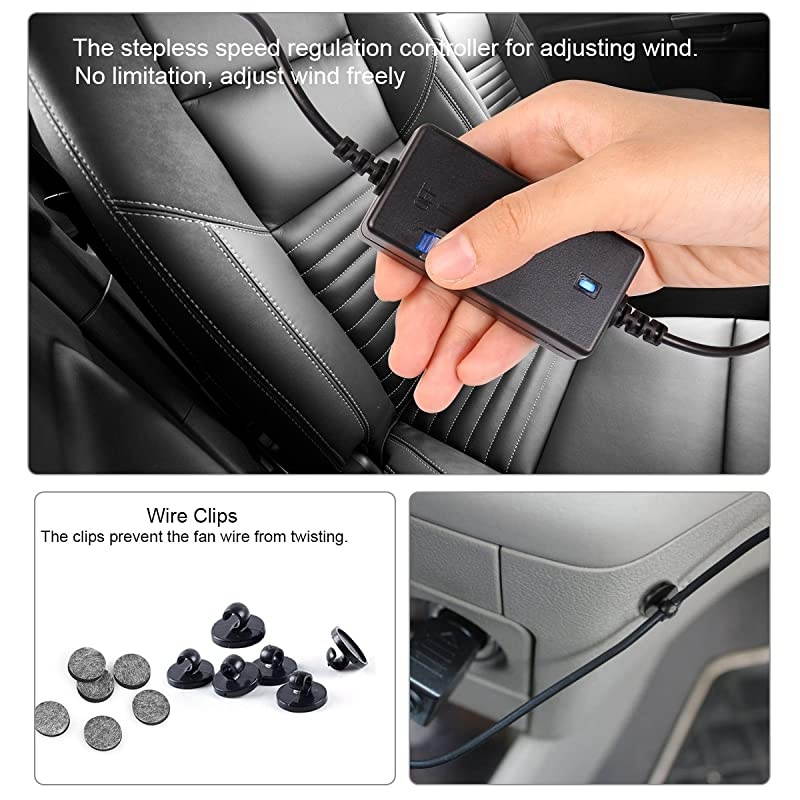 Car Fan  Electric Car Fans for Rear Seat Passenger Portable Car Seat Fan Headrest 360 Degree Rotatable Backseat Car Fan 12V Cooling Air Fan with Stepless Speed Regulation for SUV RV Vehicles