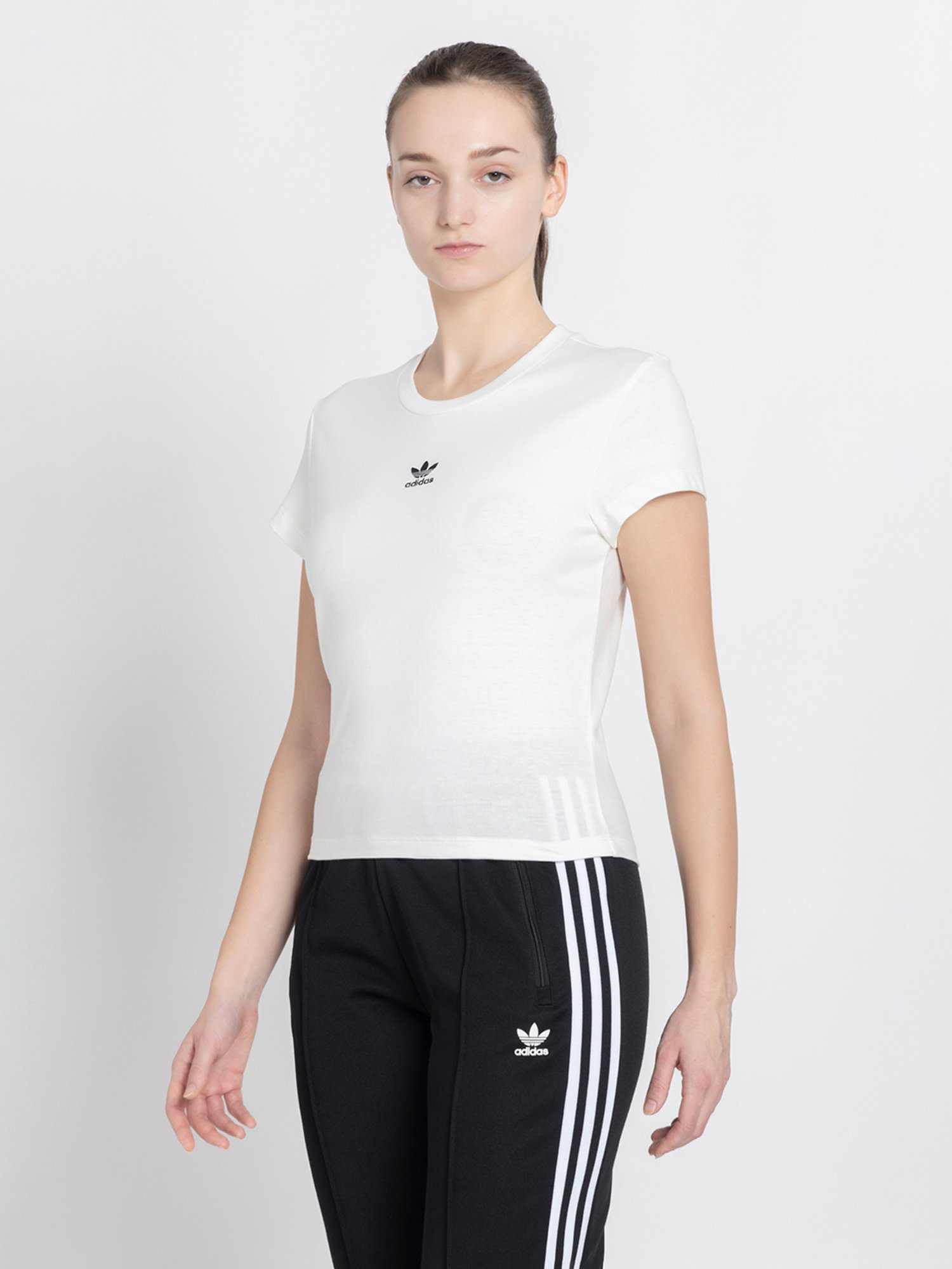 Adidas Originals White Cotton Round Neck T-Shirt
