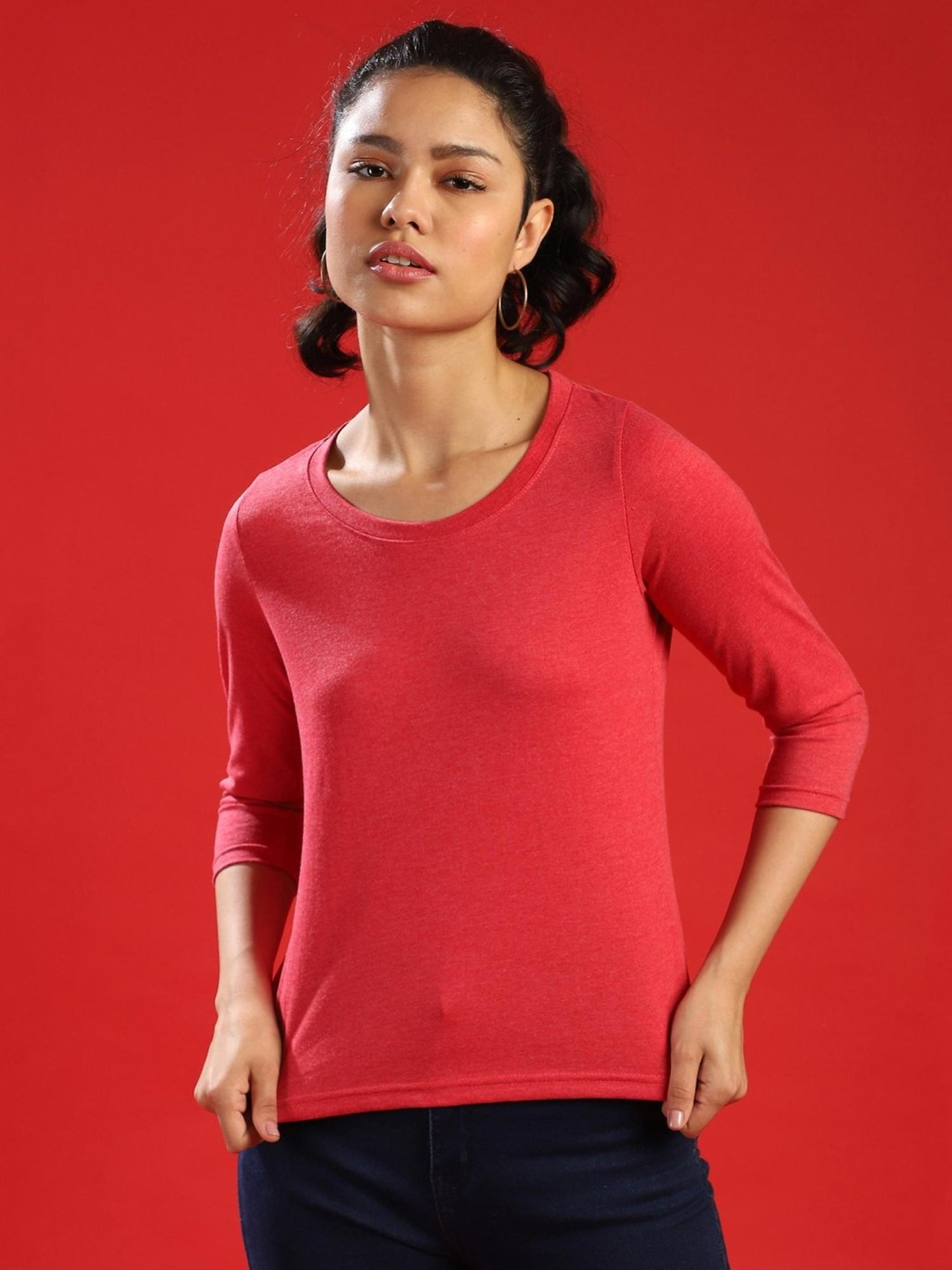 Campus Sutra Red Regular Fit Top