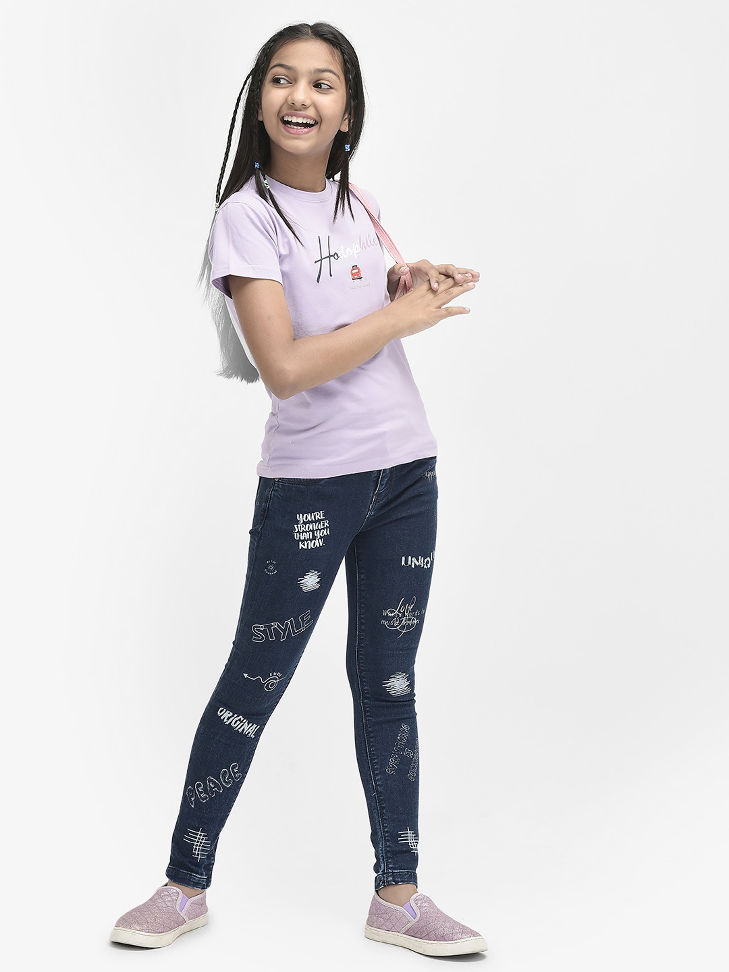GJ baby Girls Blue Washed Jeans