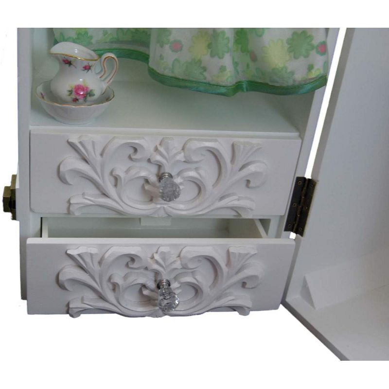 The Queen's Treasures 18 Inch Doll Furniture, White Clothing Storage Trunk, Vanity, 4 Hangers Fits 2 Dolls
