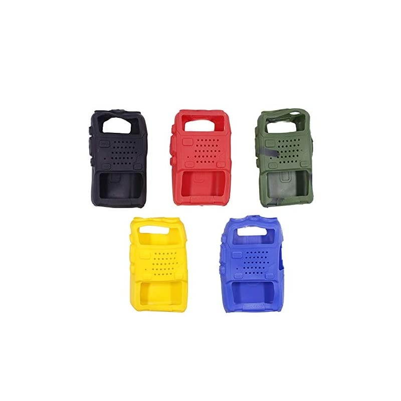 5 Color/Pack Handheld Soft Rubber Case Portable Silicone Cover Shell UV-5X3 UV-F8HP UV-5R Series Two Way Radios (Black,red,Blue,Yellow,Camouflage)