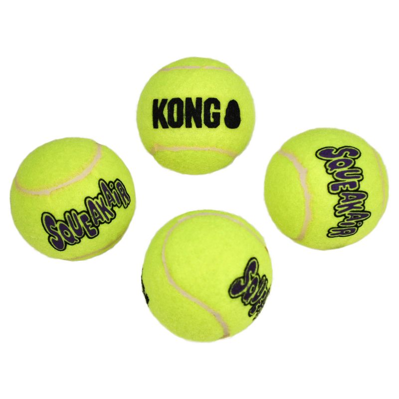 KONG SqueakAir Tennis Ball Dog Toy - Yellow - M - 4ct