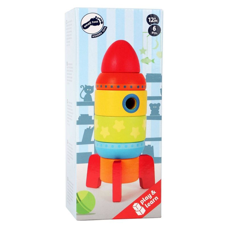 Small Foot Wooden Toys Colorful Rocket Shaped Stacking Toys