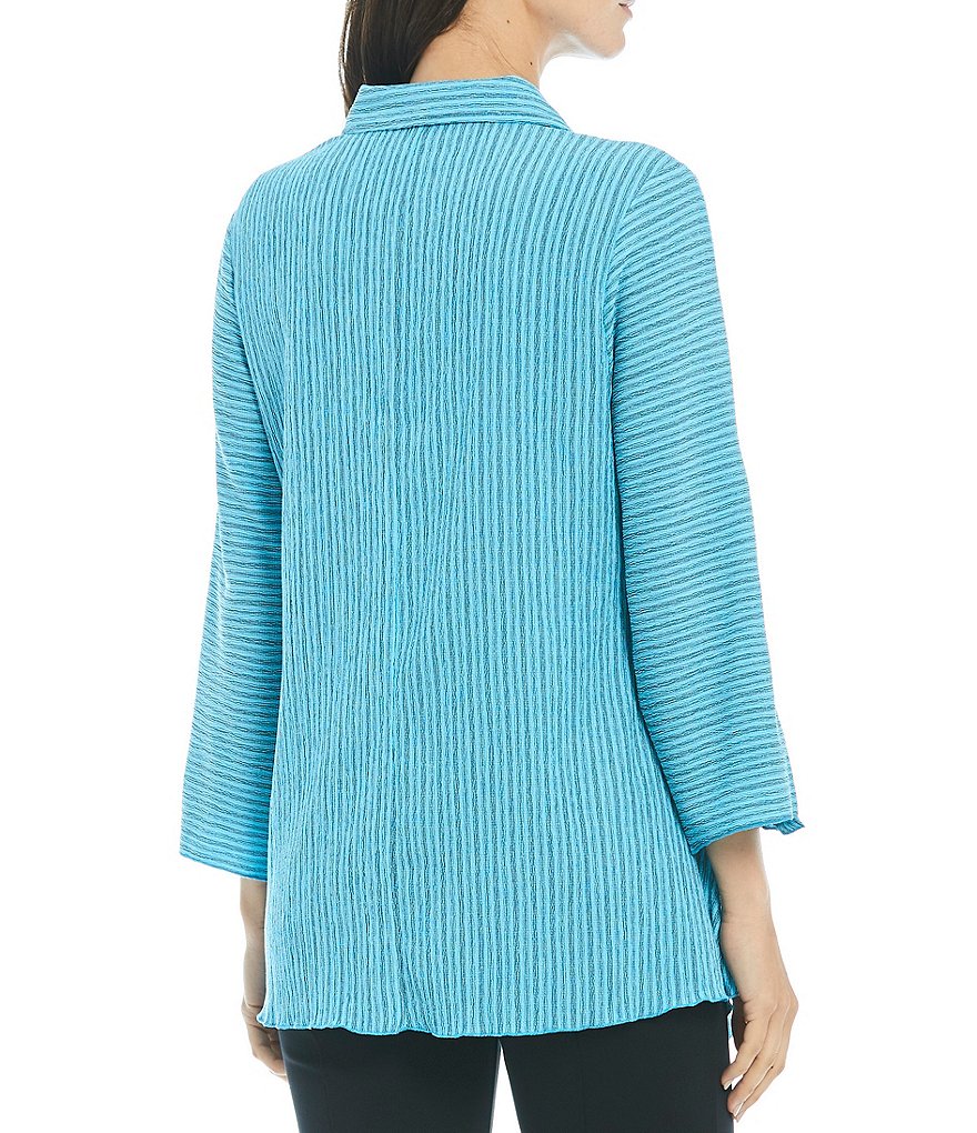 Calessa Crinkle Stripe Button Front Tunic