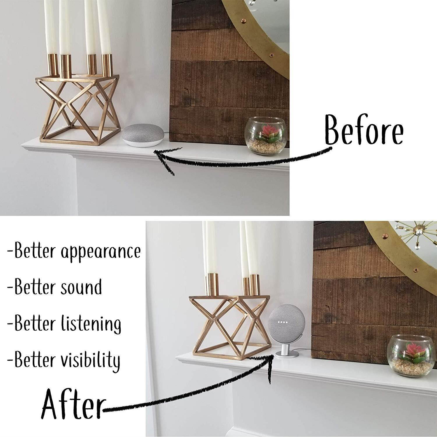 Mount Genie Google Home Mini Pedestal: Improves Sound Visibility and Appearance - Cleanest Mount Holder Stand for Google Mini - Designed in USA (Charcoal)