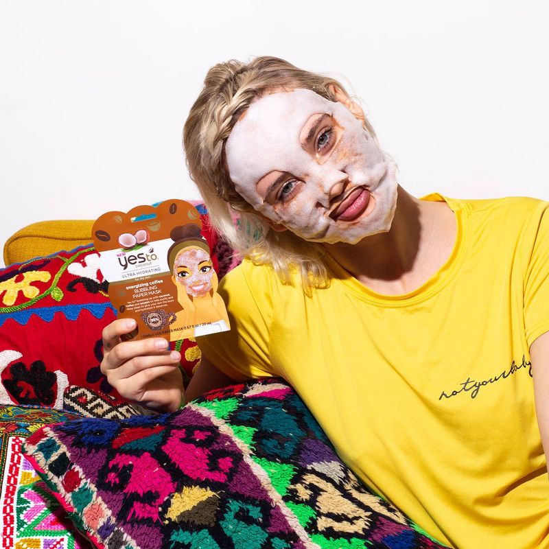 Yes To Coconut Energizing Coffee Bubbling Paper Mask - 0.67 fl oz