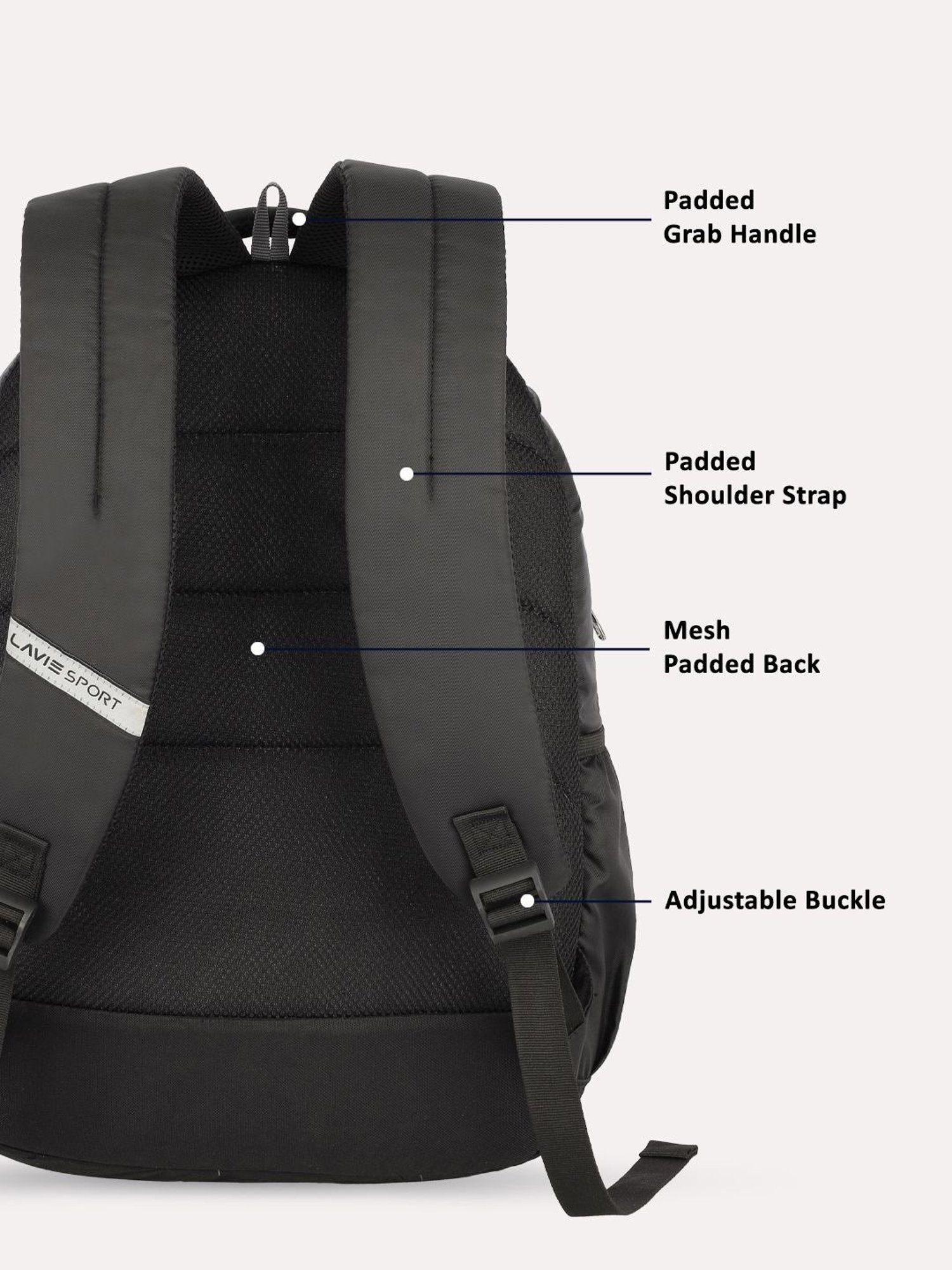 Lavie Sport Diagonal 36L Anti-theft Laptop Backpack For Men & Women (Black)