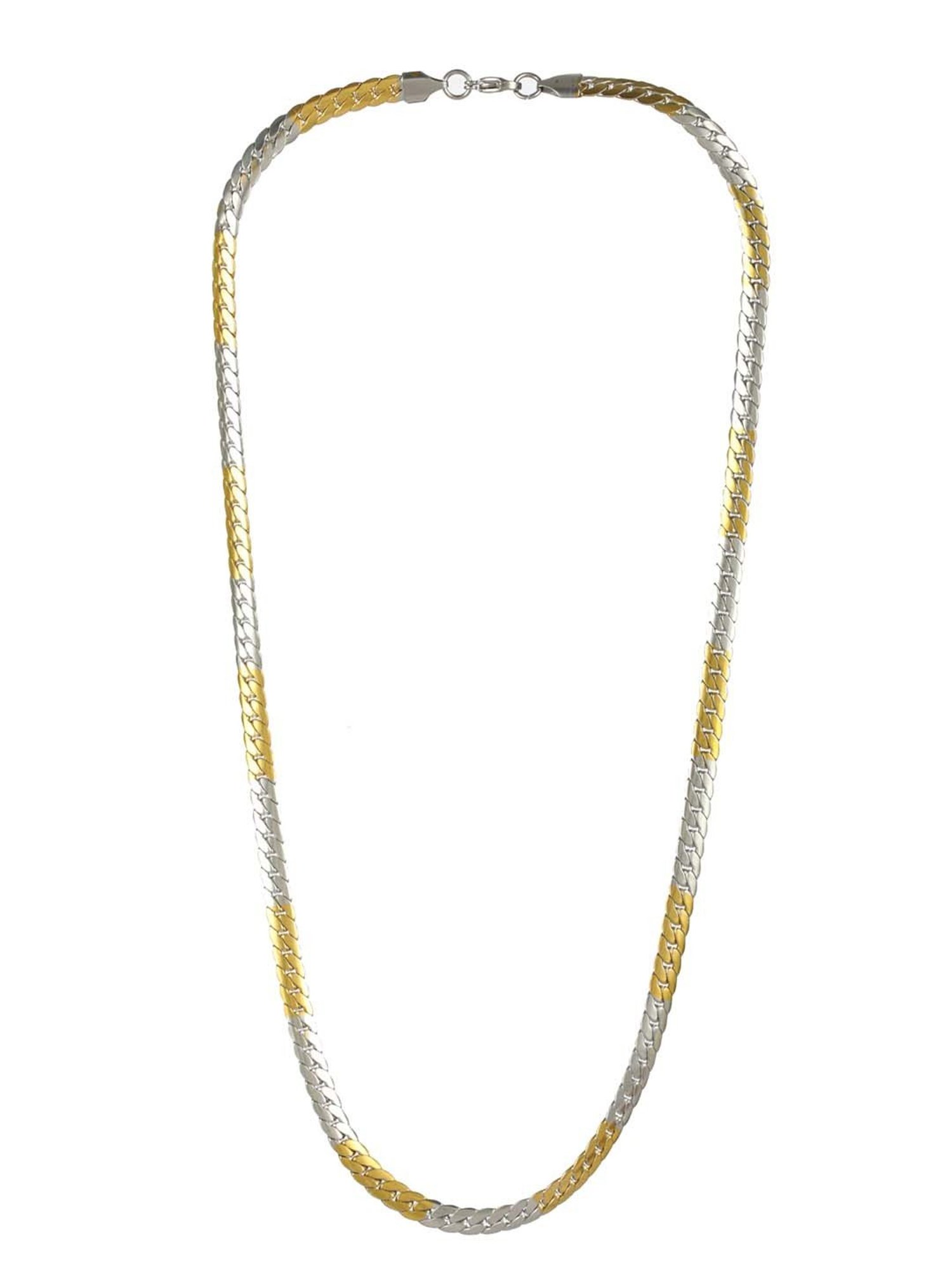 Bold by Priyaasi Gold & Silver Dual-Toned Link Chain Necklace for Men