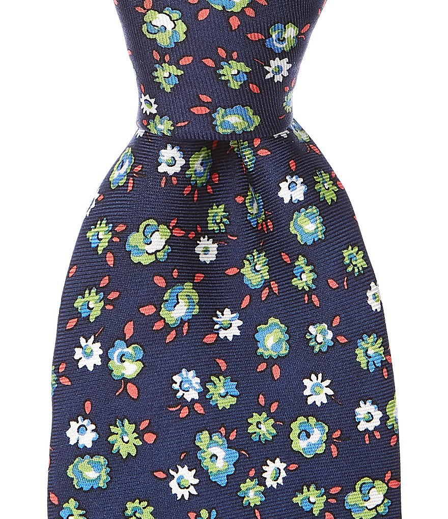 Roundtree & Yorke Carson Floral Print Skinny 2 3/4#double; Silk Tie