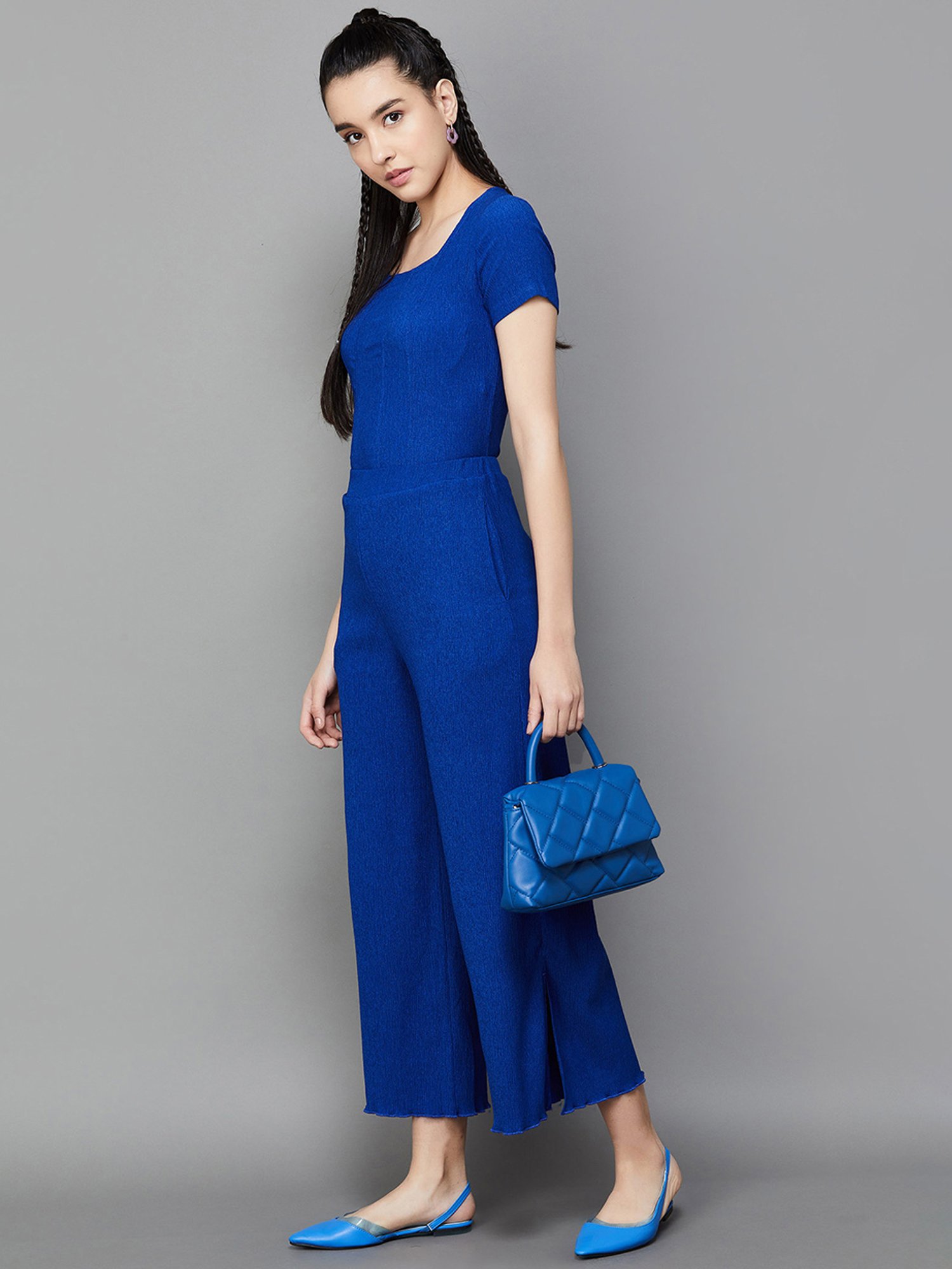 Ginger by Lifestyle Royal Blue Mid Rise Flared Pants