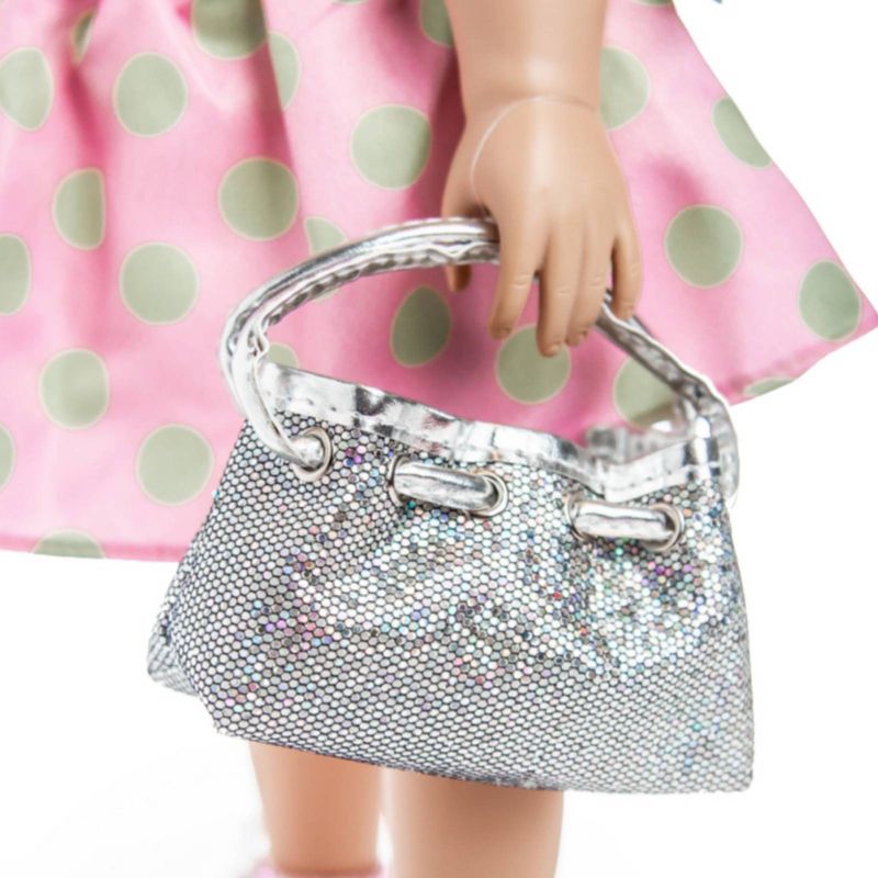 The Queen's Treasures 18" Doll Designer Silver Handbag & Shoes Accessory Set